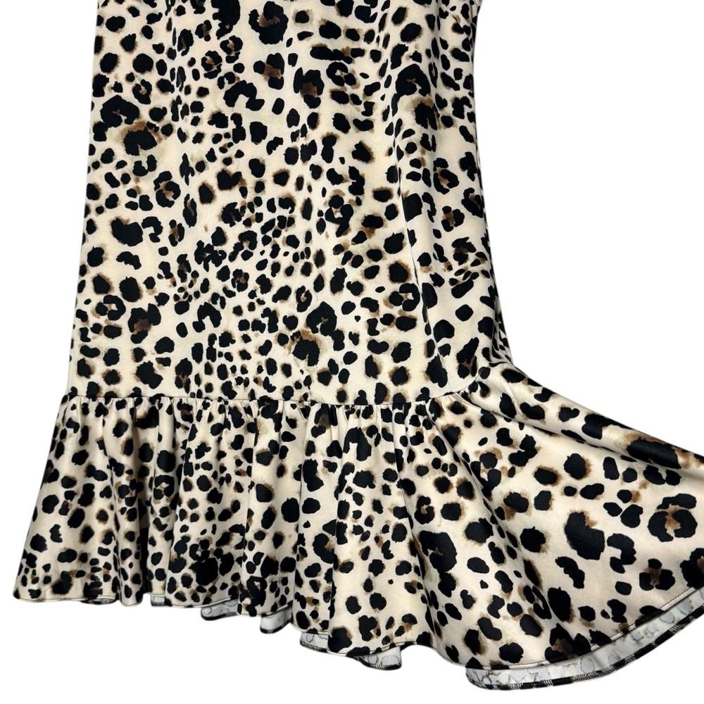Betsey Johnson Cream Leopard Print Ruffle-Hem Mini Dress - Picture 6 of 10